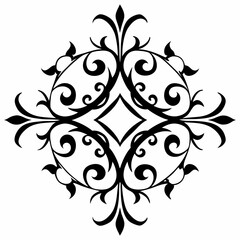 Floral vector design ornament decorative flourish pattern swirl element graphic illustration art black and white vector illustration
