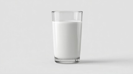 Clear Glass of Fresh Milk on Grey Background with Soft Shadows