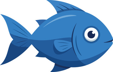 Blue Fish Flat Icon Illustration