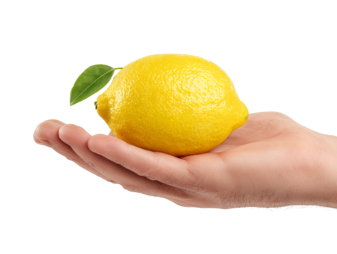 A singular, vibrant lemon, cradled gently within the open palm of a hand
