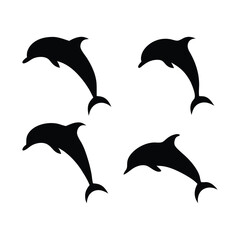 Dolphin silhouette  Dolphin silhouettes set  Set of dolphin silhouette