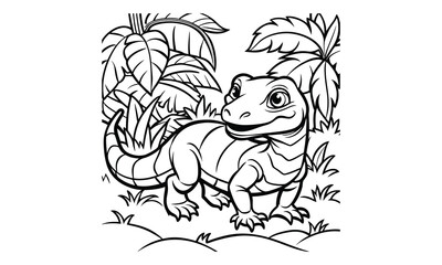 Obraz premium Komodo Dragon t shirt design silhouette and vector line art Editable Komodo Dragon SVG for Sublimation, Stickers & Digital Printing