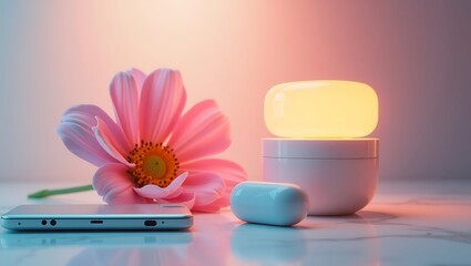 Minimal detail technology items vibrant and clear in studio lighting