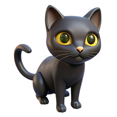 Black Cat With Glowing Eyes 3D Halloween Transparent Art