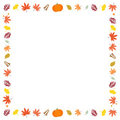가을 프레임 일러스트. 가을의 아름다운 단풍잎 프레임 배경 일러스트.