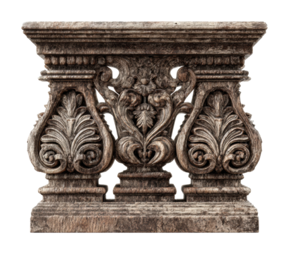 Intricate wooden ornament design historical architecture decorative view isolated on transparent background