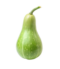 Photo of a single green bottle gourd lagenaria siceraria isolated on transparent background