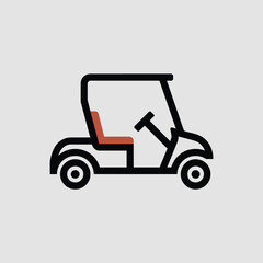 Naklejka premium Simple line art icon of a golf cart
