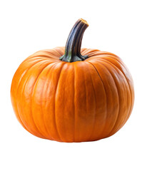 Obraz premium Photo of a whole ripe orange pumpkin isolated on transparent background, a symbol of autumn harvest and seasonal food