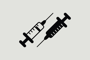 Two stylized syringes with needles on a light background