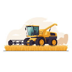 Agricultural harvester collecting crops in a field during summer  