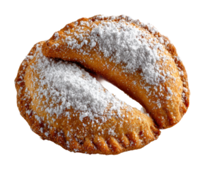 Delicious fried empanadas with powdered sugar kitchen food cozy atmosphere isolated on transparent background