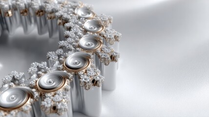 Elegant Swirl Design with Gleaming Jewels on White Surface