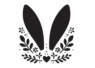 silhouette bunny ear logo vector illustration, easter bunny ear logo vector silhouette, rabbit ear head logo silhouette vector design, bunny rabbit head ear logo vector silhouette on white background