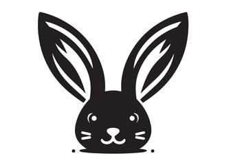silhouette bunny ear logo vector illustration, easter bunny ear logo vector silhouette, rabbit ear head logo silhouette vector design, bunny rabbit head ear logo vector silhouette on white background