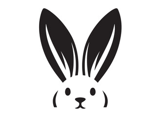 silhouette bunny ear logo vector illustration, easter bunny ear logo vector silhouette, rabbit ear head logo silhouette vector design, bunny rabbit head ear logo vector silhouette on white background