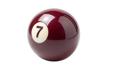 pool ball number seven on transparent background 