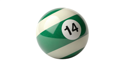 pool ball number fourteen on transparent background 