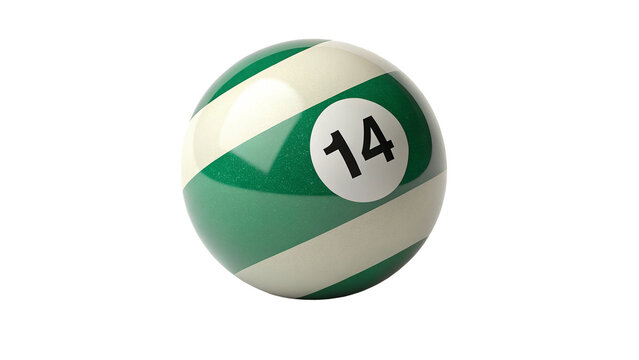 pool ball number fourteen on transparent background
