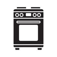Kitchen stove and oven black silhouette icon. Simple cooking range appliance for food preparation and baking.
