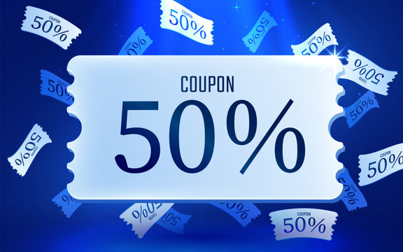 3d coupon. Special giveaway with coupons or voucher, percentage off. Gift voucher template. Vector illustration - Powered by Adobe