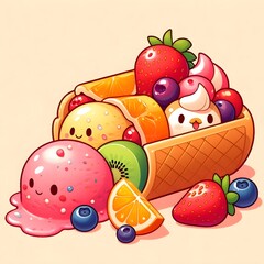 fruits and berries icecream 