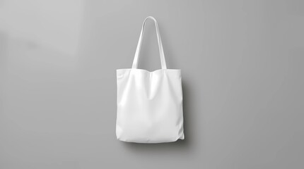 White tote bag mockup on a grey background
