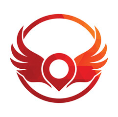 Wing map pin vector logo design. 