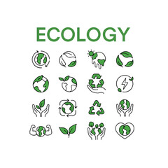 24 vector set of green eco icons
