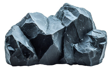 Close-up of natural mineral from geological collection - rough graphite rock isolated on white background