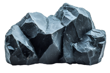 Close-up of natural mineral from geological collection - rough graphite rock isolated on white background