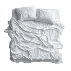 Obraz premium Minimalistic top view of a white cotton bedsheet, isolated on the transparent background