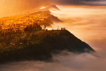 sunrise over the mountains at Cemoro LAwang Bromo Tengger Semeru National Park East Java Indonesia
