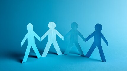 Symbolic paper chain of people holding hands signifying unity and teamwork