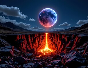 Catastrophic Nighttime Earth Split with Molten Flow