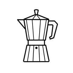 Simple Line Art Illustration of a Classic Moka Pot Coffee Maker