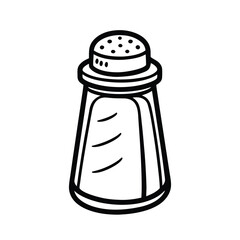 Hand-drawn Line Art Illustration:  Simple Salt Shaker, Kitchen Spice Container, Black and White Design, Minimalist Style.