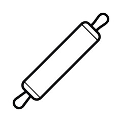 Simple Line Art Illustration: Wooden Rolling Pin for Baking, Cooking, and Pastry Design