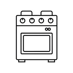 Simple black and white outline icon of a modern kitchen stove