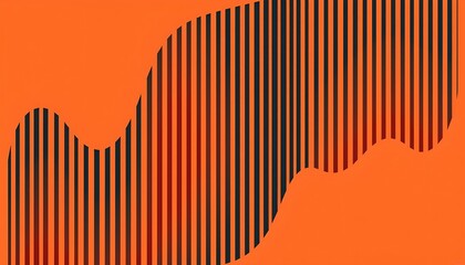 Minimalist Vertical Line Pattern Orange Background