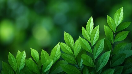 Vibrant green leaves with a soft blurred background suggesting natural growth and freshness