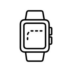 Smartwatch with GPS navigation route tracker. Wearable technology line icon vector graphic for applications and websites.