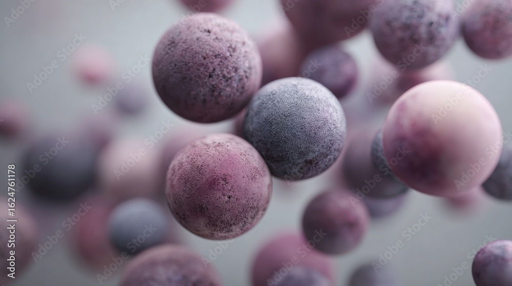 Sticker colorful abstract spheres floating on a soft background