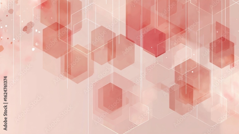 Poster abstract soft hexagonal pattern in warm tones and pastel shades