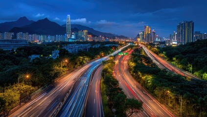 Fototapeta premium City highway at twilight