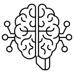 AI Brain Icon – Minimalist Line Art Vector Design, Modern Tech Symbol