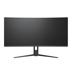 Naklejka premium Curved widescreen gaming monitor on transparent background