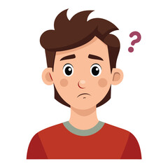 Confused boy with question mark thinking unsure