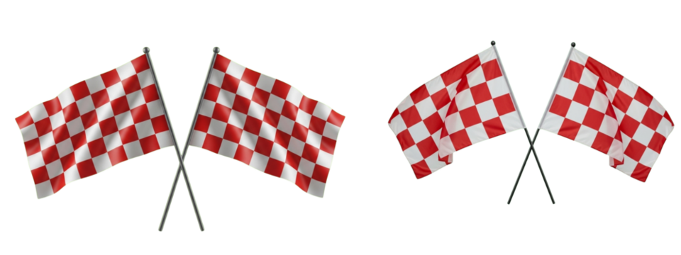 Two crossed red and white checkered flags