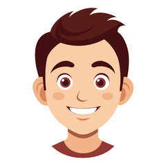 Smiling boy with brown hair and eyes happy portrait